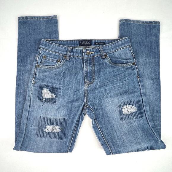 Lucky Brand Billy Straight Patchwork Jeans Size 16 - Picture 1 of 11